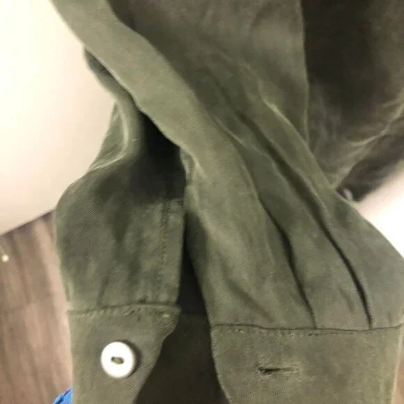 AllSaints Anya Green Shirt Dress Buttoned Sz L - Picture 4 of 9